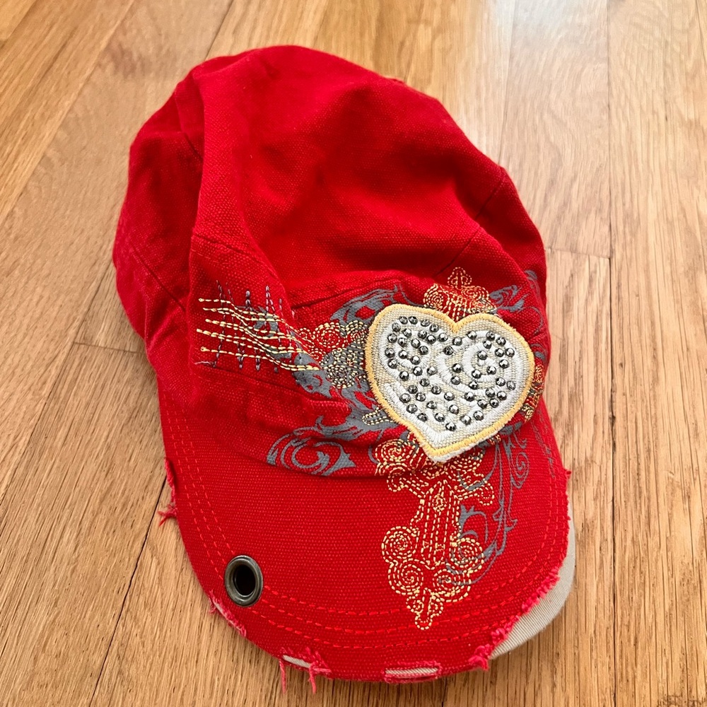 vintage bling y2k red hat